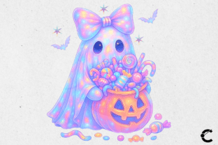 Pastel Iridescent Halloween Ghost Bundle Graphic by Crimson Rain ...