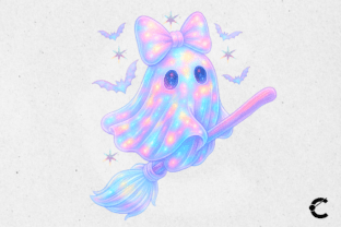 Pastel Iridescent Halloween Ghost Bundle Graphic by Crimson Rain ...