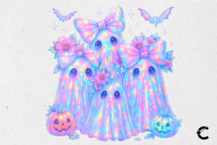 Pastel Iridescent Halloween Ghost Bundle Graphic by Crimson Rain ...