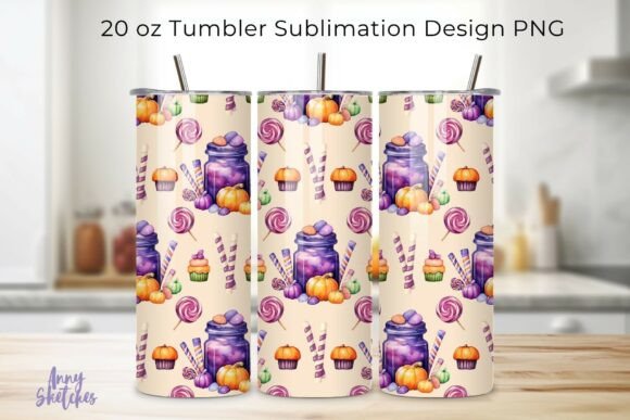 Purple Halloween Tumbler Wrap 20oz Graphics