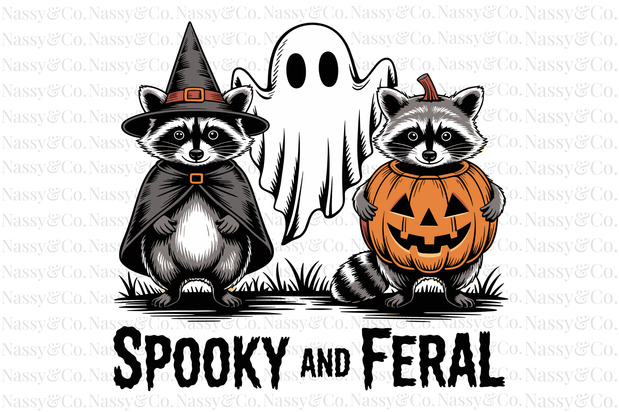 Spooky and Feral Raccoon Halloween PNG Graphic by NASSY Designs ...