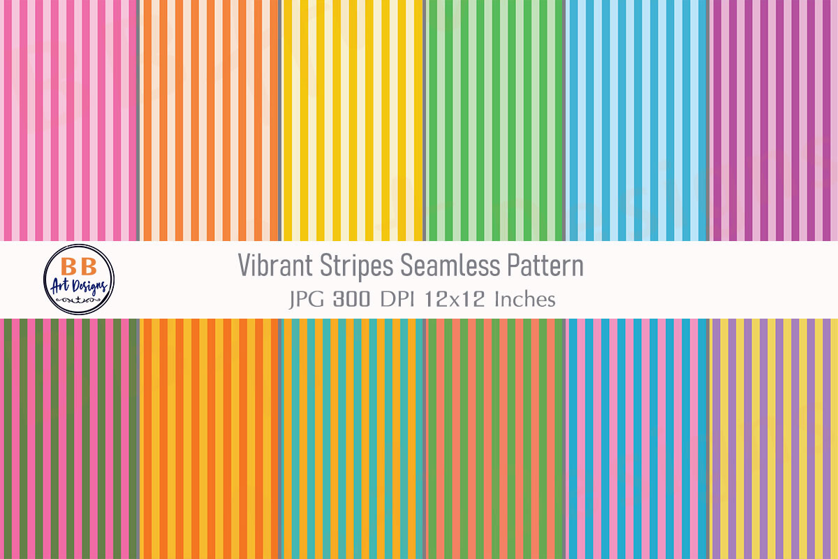 Vibrant Stripes Seamless Pattern Paper Graphic by BB Art Designs ...