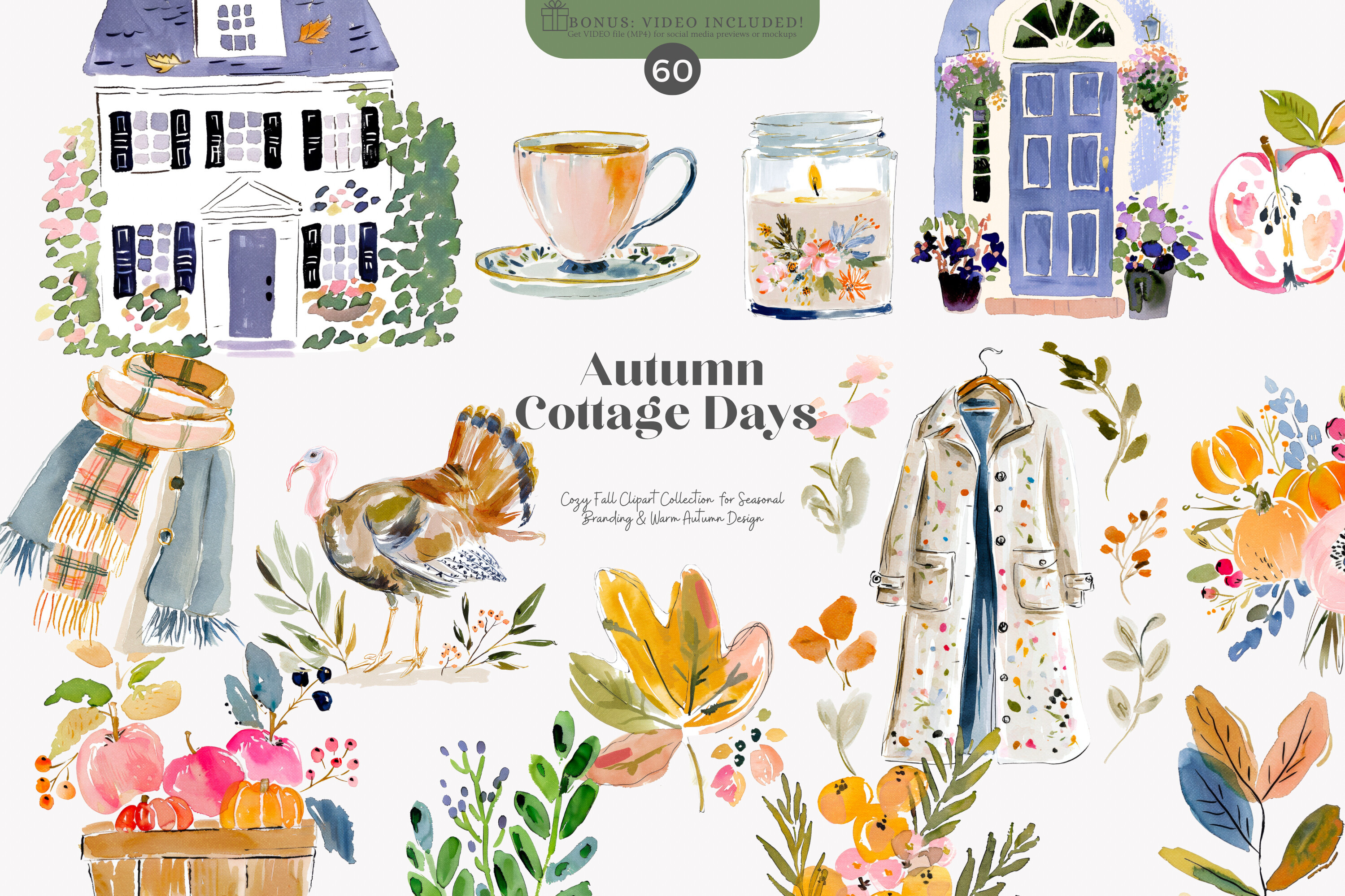 Autumn Clipart Cozy Cottage Set - photo 2