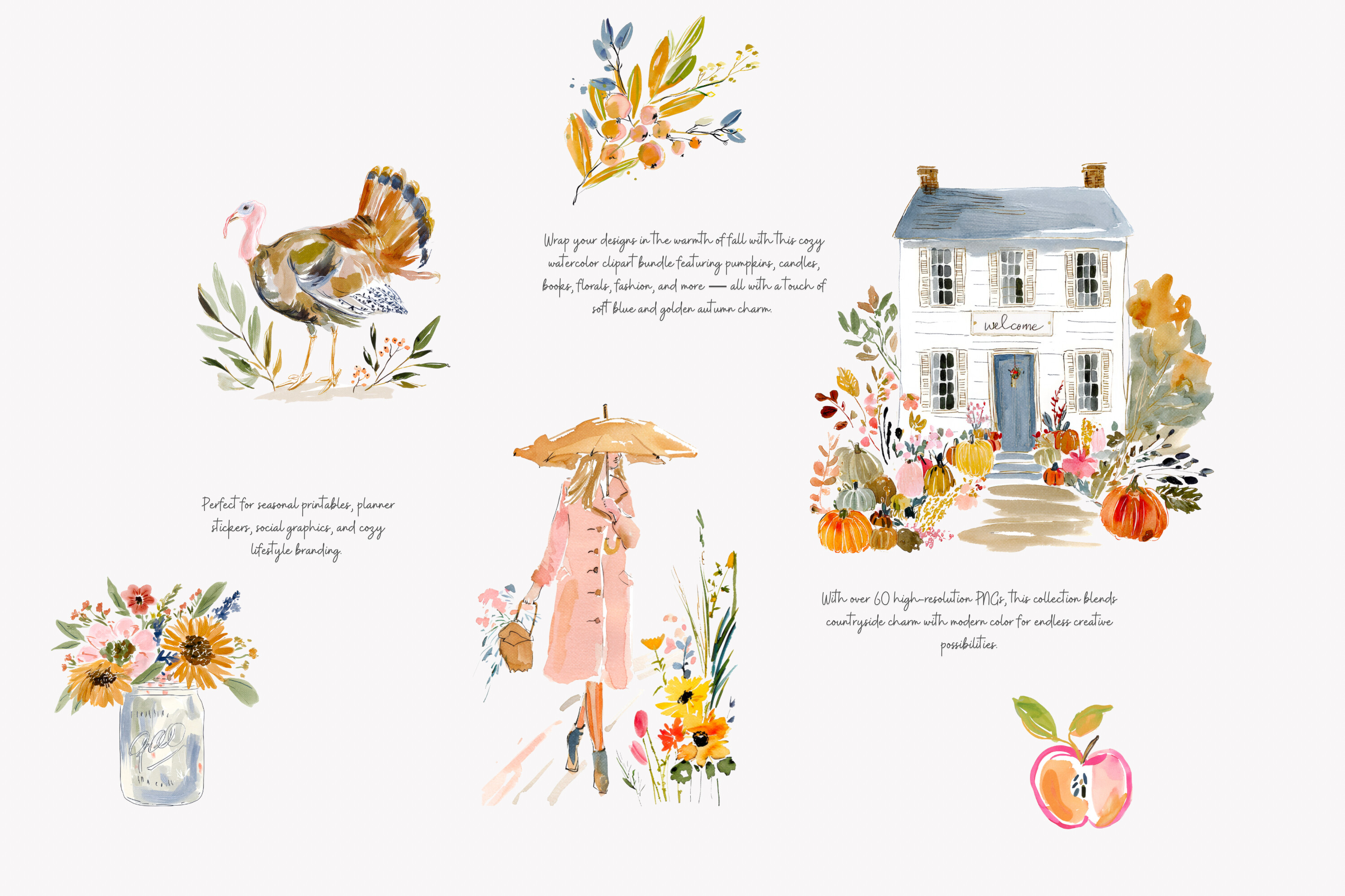 Autumn Clipart Cozy Cottage Set - photo 3