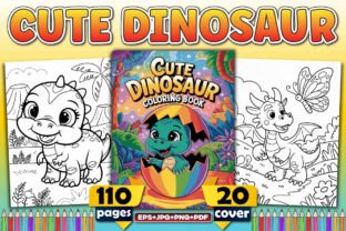 110 Cute Dinosaur Coloring Book for KDP Graphic by uniquedesign ...