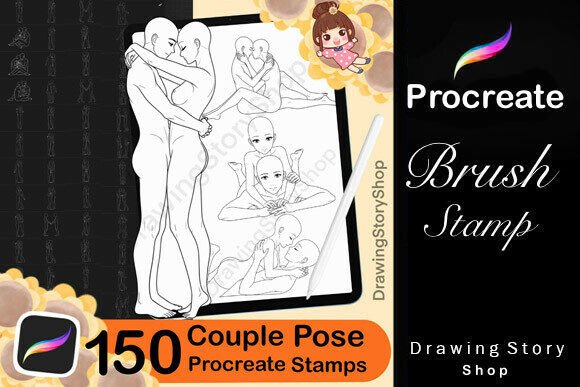 150 Procreate Couple Pose Brushes Stamps Graphic Brushes By DrawingStoryShop
