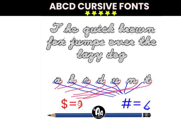 Abcd Cursive Dot Marker Font PNG with transparent background - Preview 1