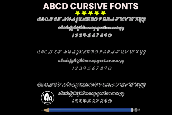 Abcd Cursive Dot Marker Font PNG with transparent background - Preview 2