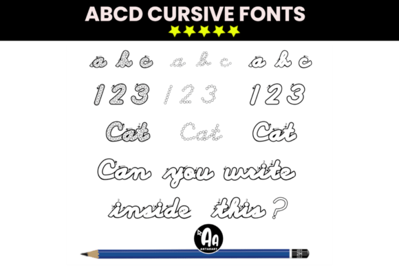 Abcd Cursive Dot Marker Font PNG with transparent background - Preview 4