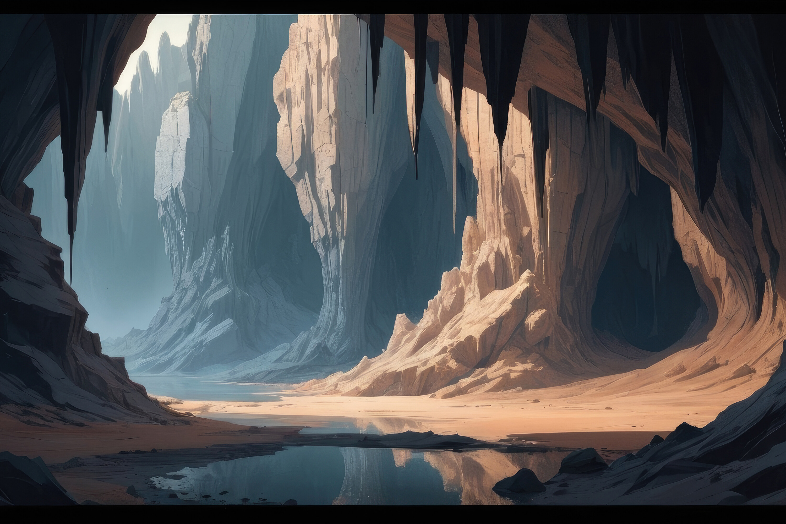Cavern Grotto Cave Landscape Background Graphic by M9 Design · Creative ...