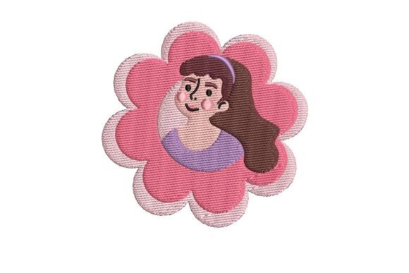 Empowering Floral Portrait of a Woman Embroidery Design