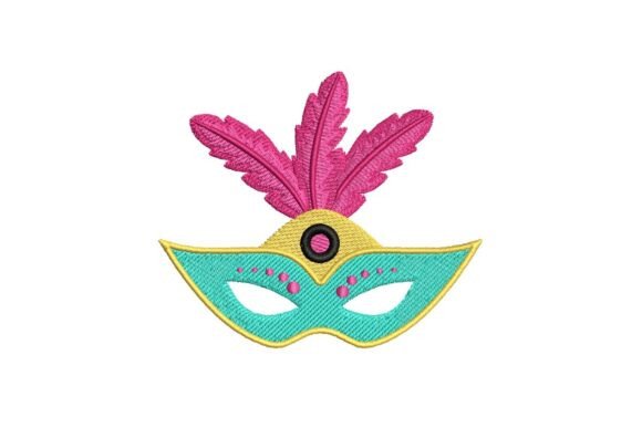 Festive Feathered Masquerade Mask Embroidery Design