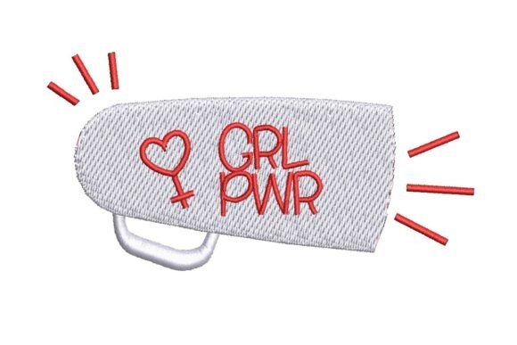 "Girl Power" Megaphone Embroidery Design