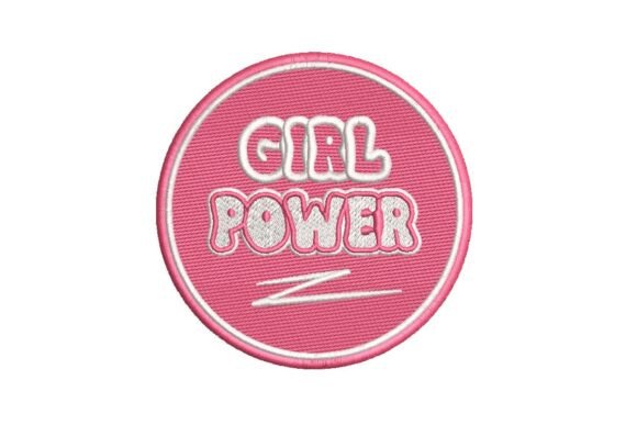 "Girl Power" Pink Patch Embroidery Design