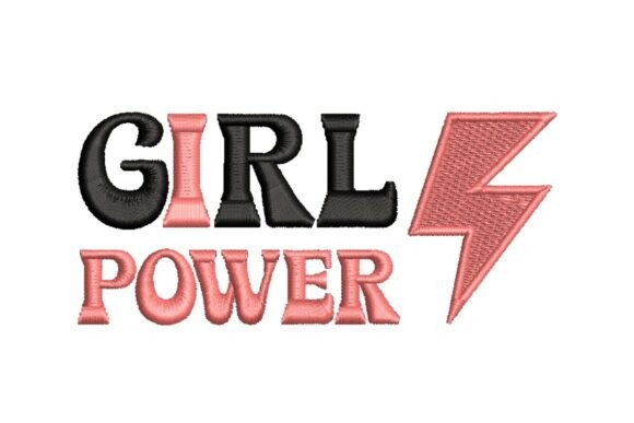 "Girl Power" with Lightning Bolt Embroidery Design