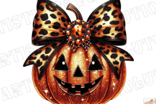 Glitter Leopard Coquette Bow Pumpkin Png Graphic by Artistic Revolution ...