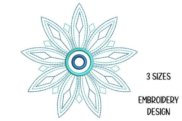 Ice Flower One 1 Line Art and Satin Stitch