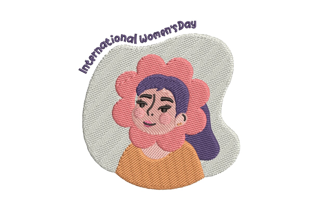 International Women's Day Floral Portrait Embroidery Design