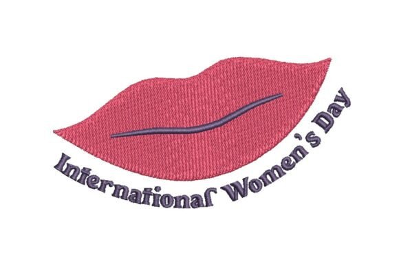 "International Women's Day" Lips Embroidery Design