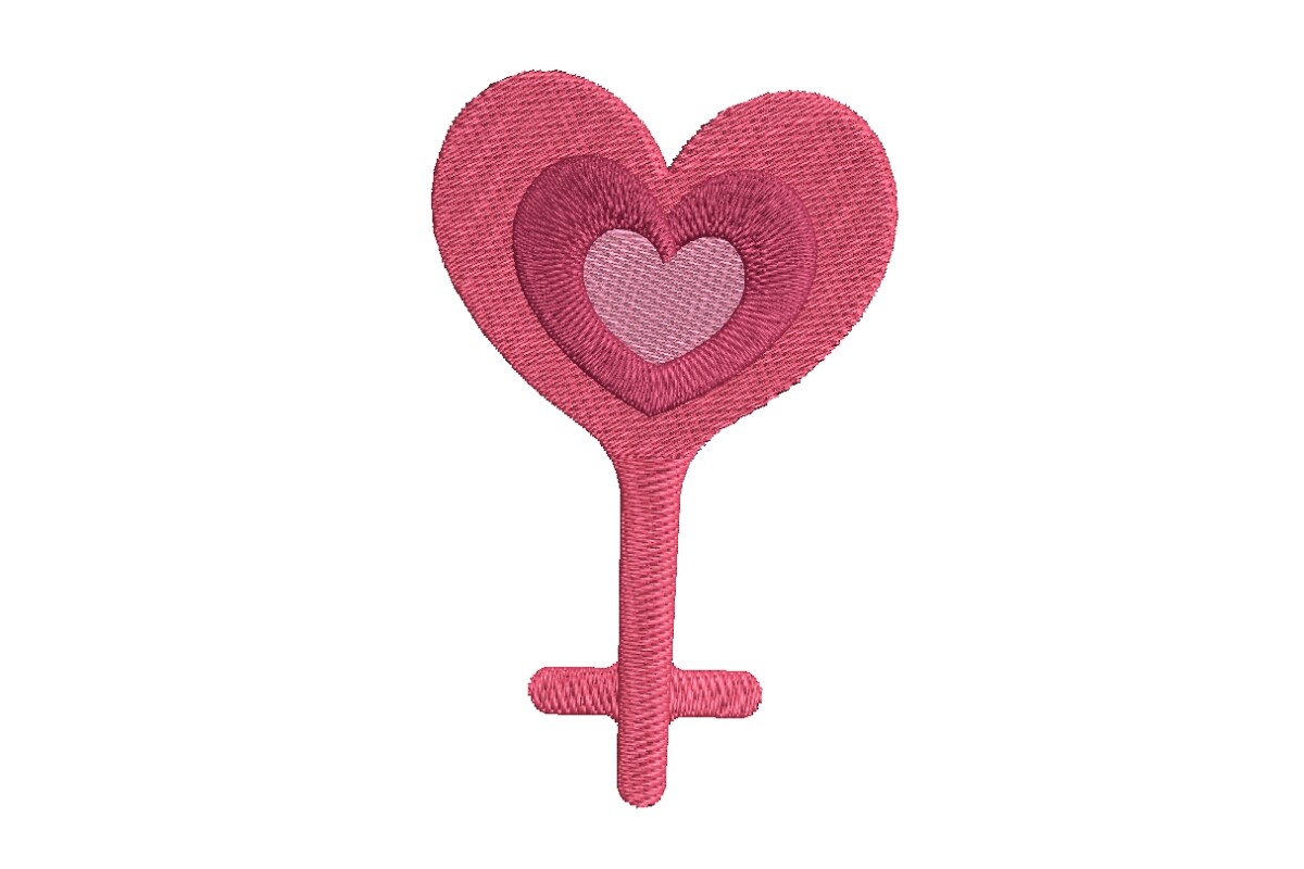 Layered Heart Female Symbol Embroidery Design