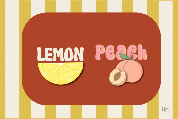 Retro Fruity Font PNG with transparent background - Preview 4