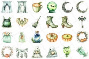 Sage Green Halloween Clipart Graphic by Dream Print · Creative Fabrica