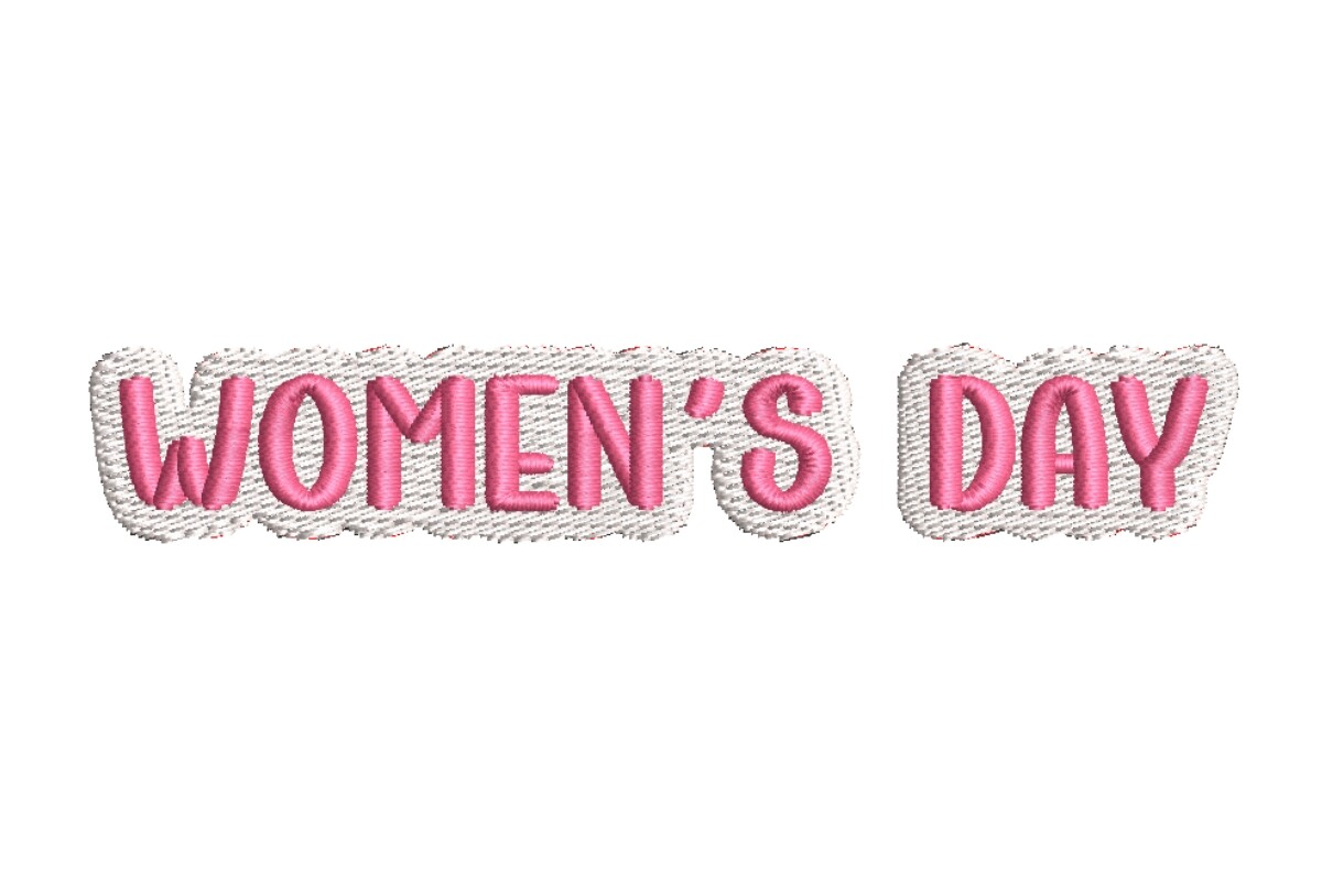 "WOMEN'S DAY" Text Embroidery Design