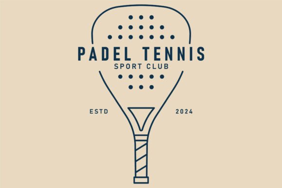 Padel Tennis Logo Line Art, Icon Symbol