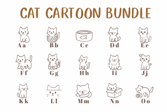 Cat Cartoon Bundle Font - Preview 1
