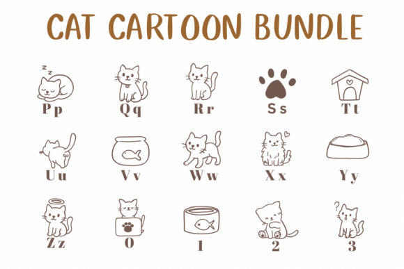 Cat Cartoon Bundle Font - Preview 2