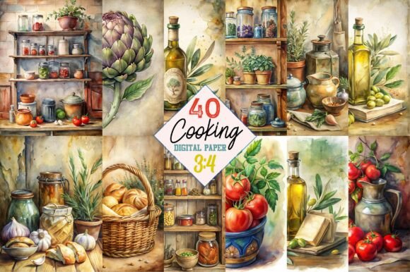 Cooking 2 Journal Pages, Spring Ephemera