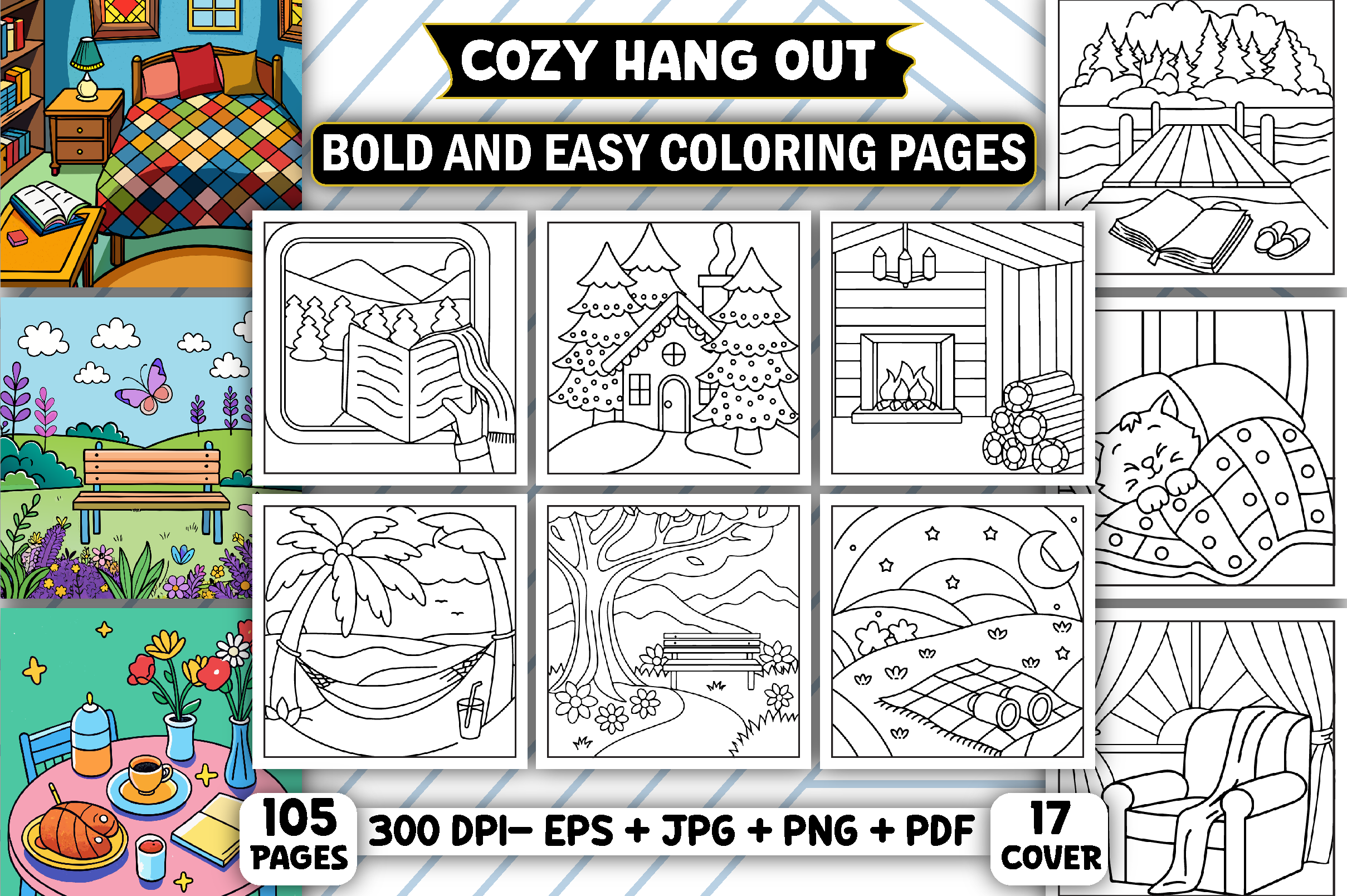Cozy Hang out Bold & Easy Coloring Pages