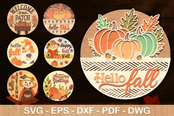 Fall Round Door Sign SVG Bundle