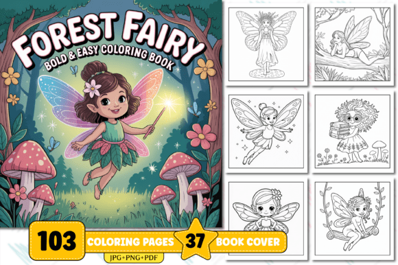 Forest Fairy Bold & Easy Coloring Book
