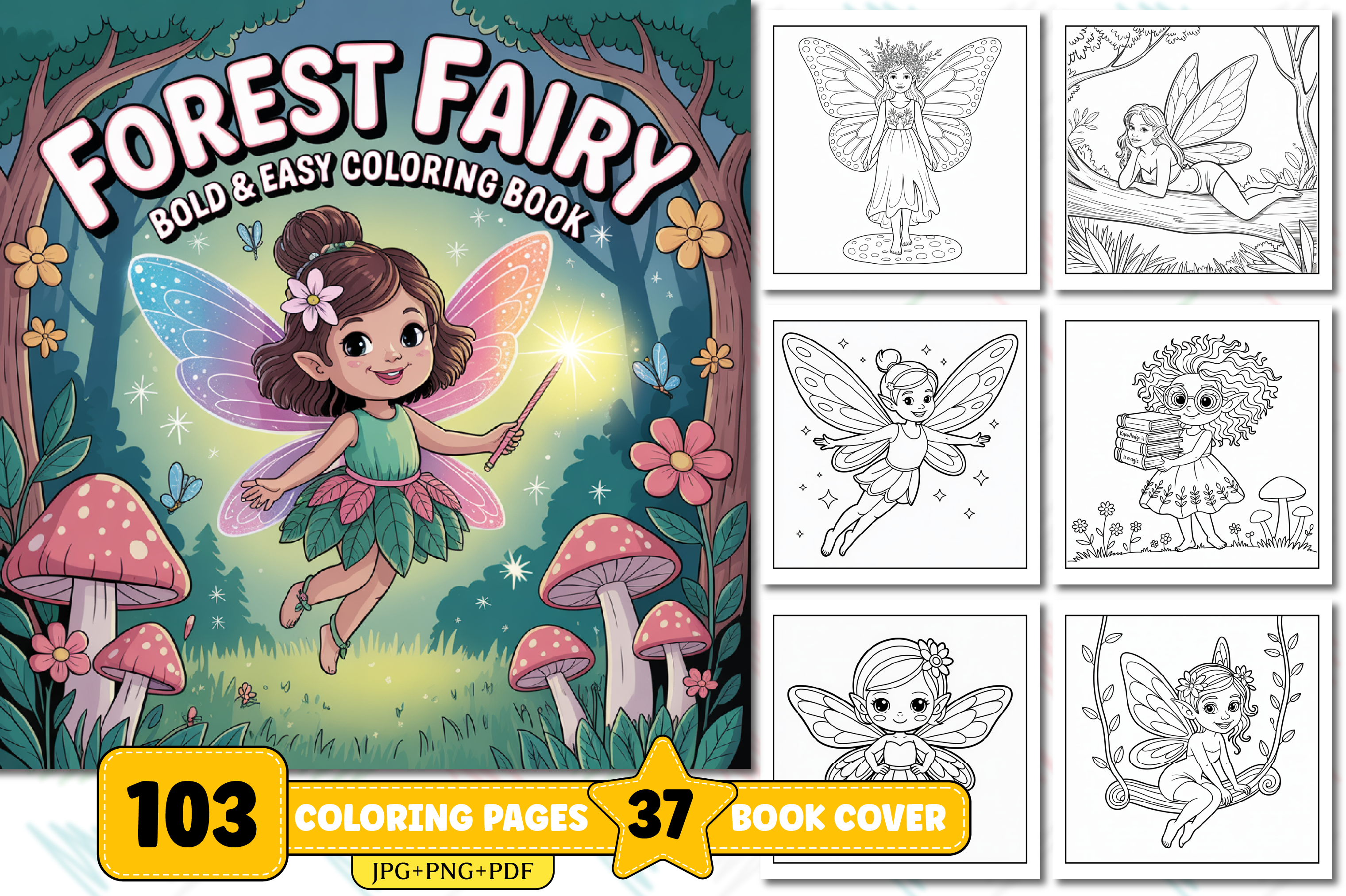 Forest Fairy Bold & Easy Coloring Book