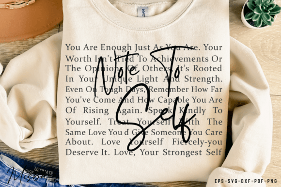 Note to Self Words SVG PNG, Mental Health Graphic T-shirt Designs By misba design