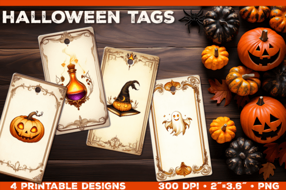 Classic Halloween Icons Printable Gift Tags