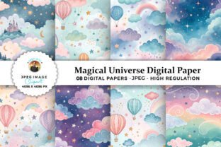 Watercolor Magical Sky Digital Paper Graphic by sagorarts · Creative ...