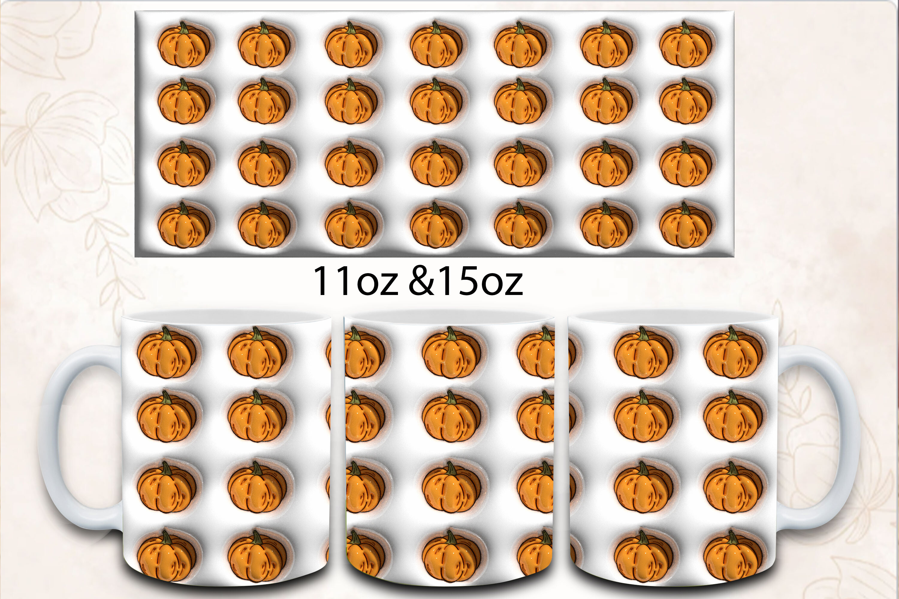 3d Inflated Pumpkin Png Mug Wrap Graphic by Best Designs · Creative Fabrica