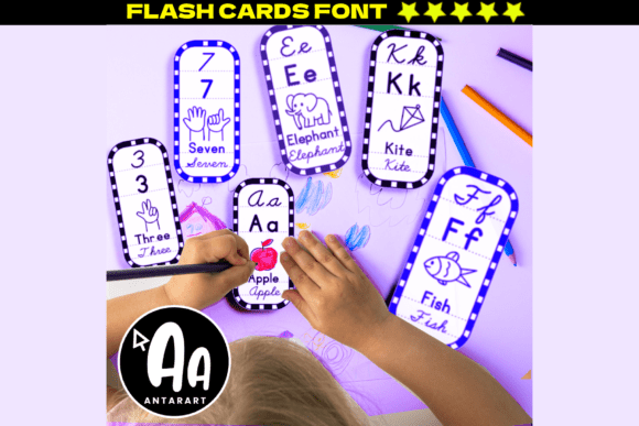 Abcd Cursive & Print Alphabet Flashcards Font - Preview 1