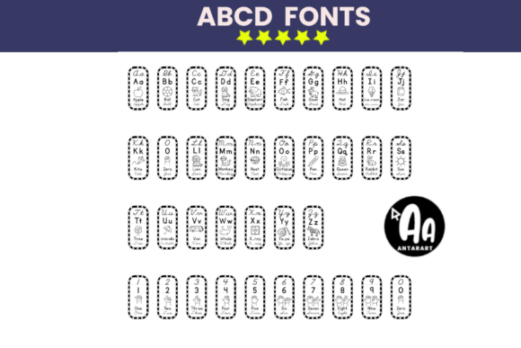 Abcd Cursive & Print Alphabet Flashcards Font - Preview 2