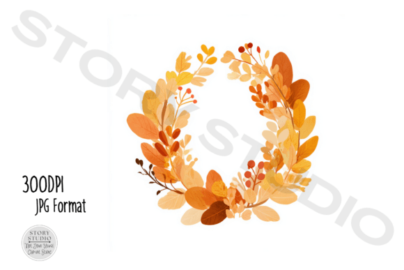 Autumn Leaf Wreath Clipart Set