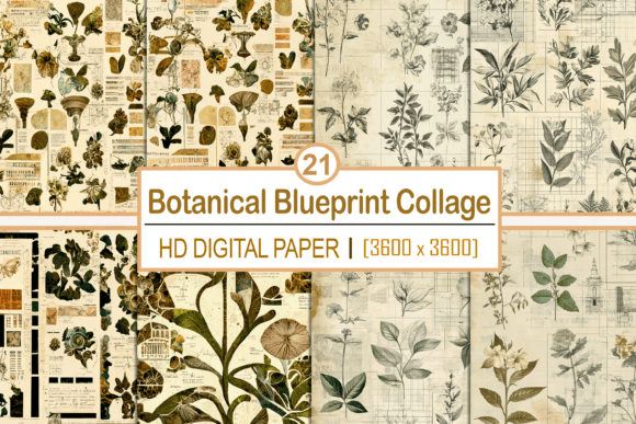 Botanical Blueprint Collage