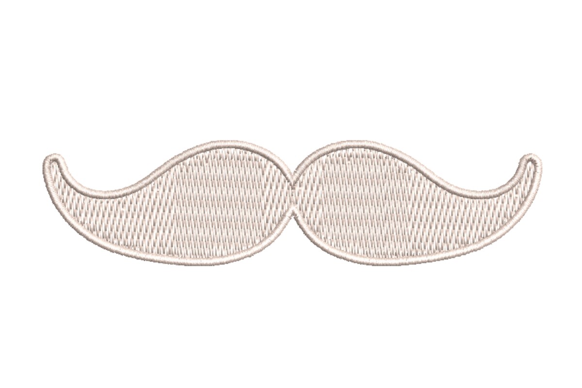 Classic White Moustache Embroidery Design