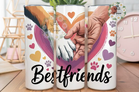 Dog and Human Paw Heart 20oz Tumbler paw print heart SVG design