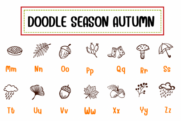 Doodle Season Autumn Font PNG with transparent background - Preview 2