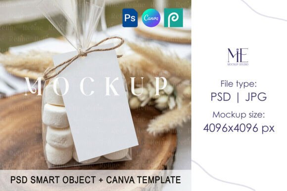 Favor Tag Mockup, Candy Gift Tag Canva