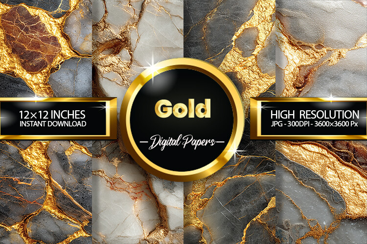 Gold Digital Papers Graphic by Hurairagraphics · Creative Fabrica