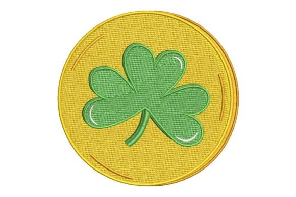 Golden Shamrock Coin Embroidery Design