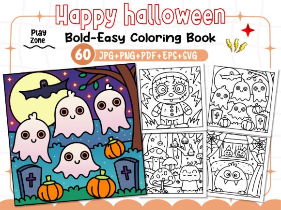 Happy Halloween Coloring Pages Bold Easy